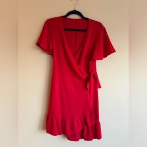 Elegant Red Wrap Dress